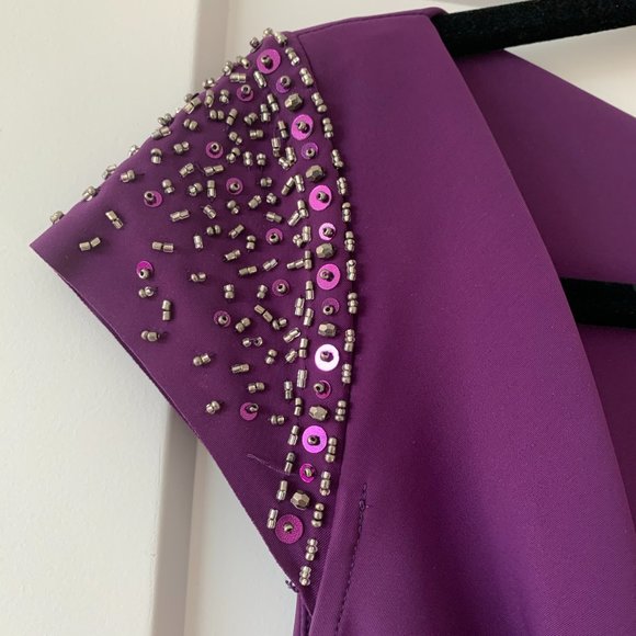 Purple Jeweled Shoulders Dress Size 14 - Picture 3 of 6